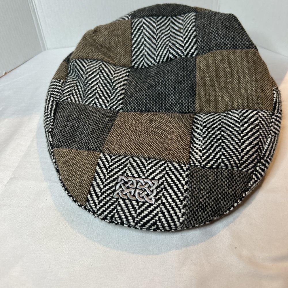 Men Flat Cap Patrick‎ Francis Patchwork Wool Twee… - image 1
